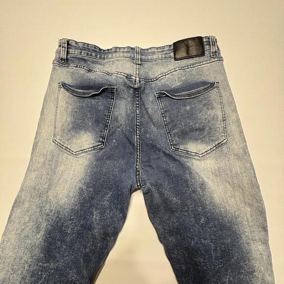 Decibel Men’s Distressed Acid Wash Moto Jeans – 36x32 - Picture 13 of 16